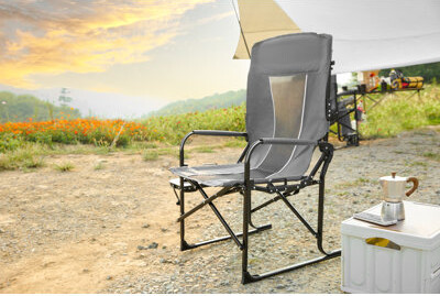 Arlmont & Co. Heavy-Duty Oversized Portable Folding Camping Chair with Side Table & Storage Pocket