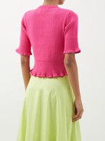 Thumbnail for your product : Molly Goddard Evanne Ribbed-knit Cotton Top - Pink