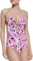 Thumbnail for your product : Emilio Pucci Baby Taitu-Print String-Style One-Piece, Fuchsia