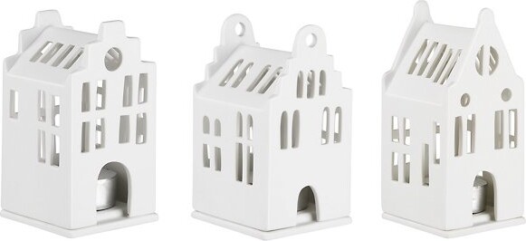 Rader Village Stepped Gabble Roof House, Set of 3 in White