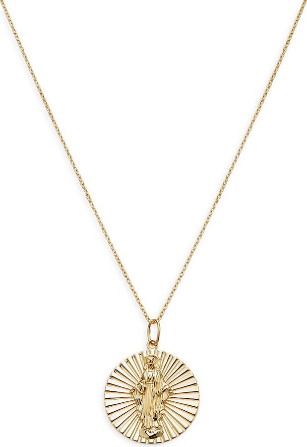 Saks Fifth Avenue 14K Yellow Gold Coin Virgin Mary Necklace ShopStyle