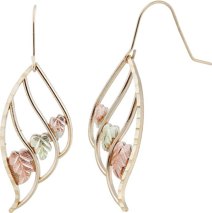 Black Hills Gold Tri-Tone Wing Drop Earrings