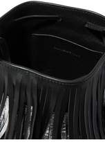 Thumbnail for your product : Calvin Klein Fringed Matte And Metallic Leather Bucket Bag