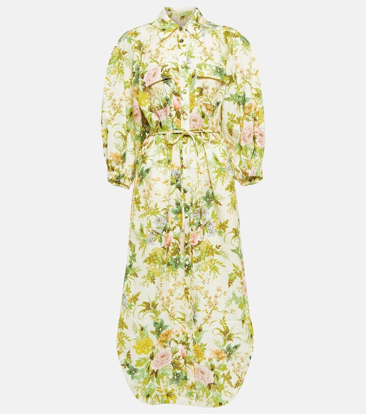 ALÉMAIS Eden floral linen shirt dress ShopStyle