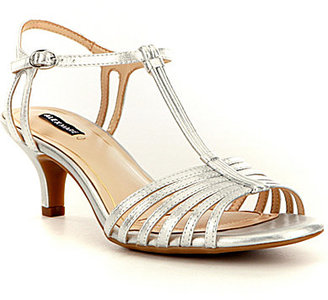 Alex Marie Lanelle Metallic T-Strap Ankle Strap Dress Sandals
