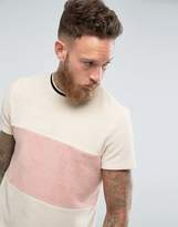 Thumbnail for your product : ASOS T-Shirt In Towelling With Cut And Sew Body Panel And Tipping In Beige