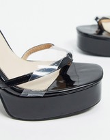Thumbnail for your product : BEBO tie leg chunky heeled sandals in black with clear