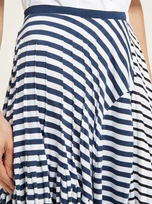 Loewe Contrasting Stripe-print Cotton-blend Skirt - Womens - Navy White