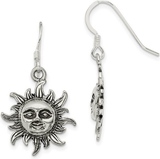 Black Bow Jewelry Co. BlackBowJewelry17mmAntiquedSunDangleEarringsinSterlingSilver
