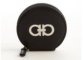 Thumbnail for your product : Ferragamo black leather logo imprinted zipper circle wallet