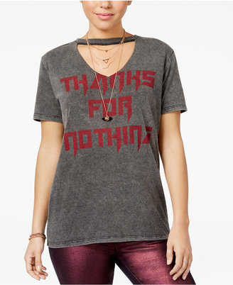 Freeze 24-7 Juniors' Thanks For Nothing Cutout Graphic T-Shirt
