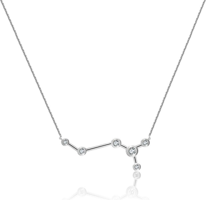 Genevieve Collection Scorpio Zodiac Constellation Necklace 18K White Gold & Diamond