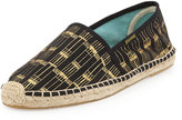Thumbnail for your product : Soludos Original Printed Canvas Espadrille Flat, Black/Gold
