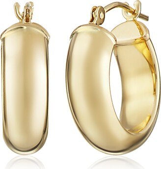 Amazon Collection 14k Yellow Gold Polished Hoop Earrings (15 mm)