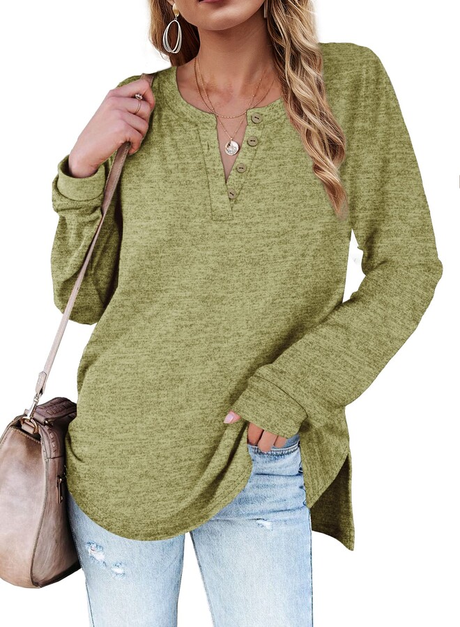 Dofaoo Sweaters for Women Oversized V Neck Long Sleeve Winter Tops 