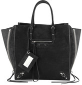 Thumbnail for your product : Balenciaga Papier A5 Suede Zip-Around Tote Bag, Black