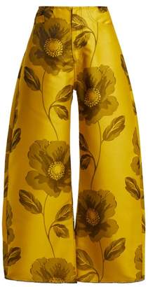 Marques Almeida Floral Jacquard Wide Leg Trousers - Womens - Yellow Print