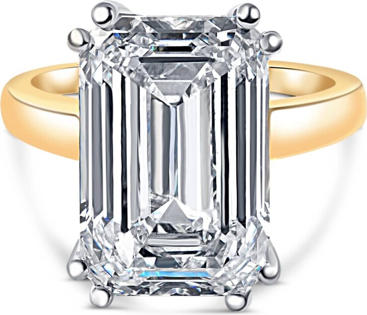 Pompeii3 Certified 10.05CT Emerald Cut Solitaire Diamond Engagement Ring 14k Gold Lab Grown Size: 7
