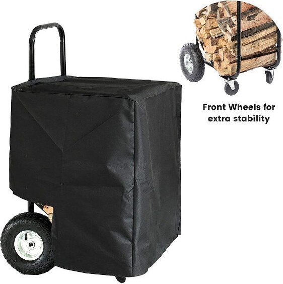 Gardenised Black Firewood Rack Outdoor Indoor, Heavy Duty Firewood