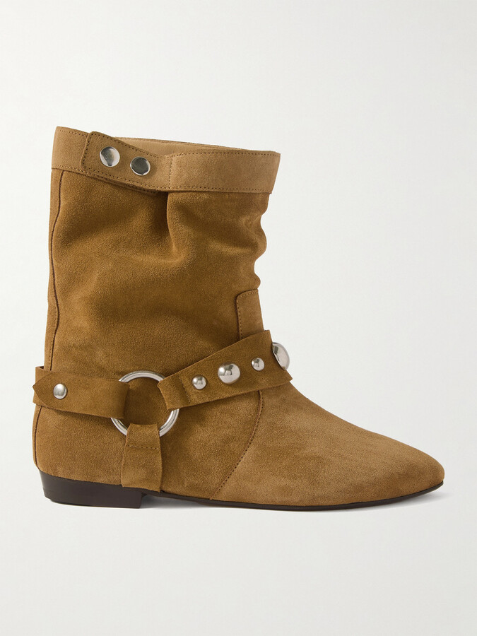 Isabel Marant Stania Studded Suede Ankle Boots - Brown