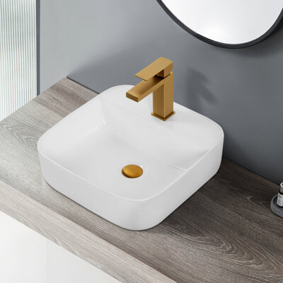 Ebern Designs High-Gloss Ceramic Bathroom Sink - Countertop With Shine Stylish Easy Maintenance