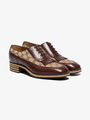 Gucci Brown leather and GG fringe shoes