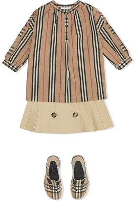 Burberry Children Icon Stripe and Vintage check blouse
