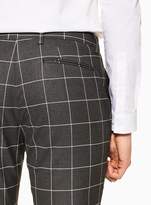Thumbnail for your product : TopmanTopman Grey Windowpane Check Skinny Fit Suit Trousers