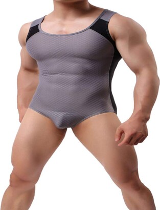 TOBEEY Men's Workout Body Shaper Seamless Sexy Bodysuit Leotard Tank  Jumpsuit Underwear Gray - ShopStyle Undershirts