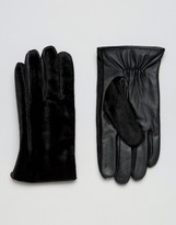 Thumbnail for your product : ASOS Leather Gloves With Faux Pony Skin In Black