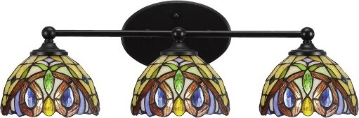 Toltec Lighting ToltecLightingCapri3-LightVanityinMatteBlackwith7\