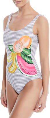 Onia Kelly Checked One-Piece Swimsuit