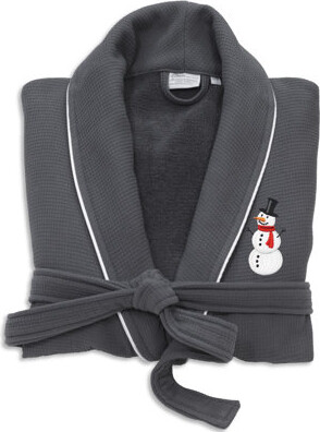 Snowman Embroidered 100% Turkish Cotton Waffle Bathrobe