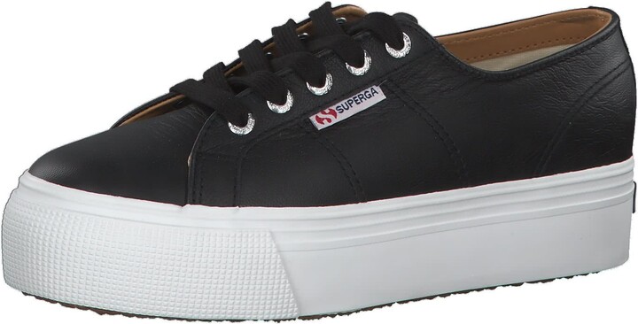 black leather superga platform