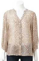 Thumbnail for your product : Apt. 9 snakeskin split-sleeve chiffon peasant blouse - women's