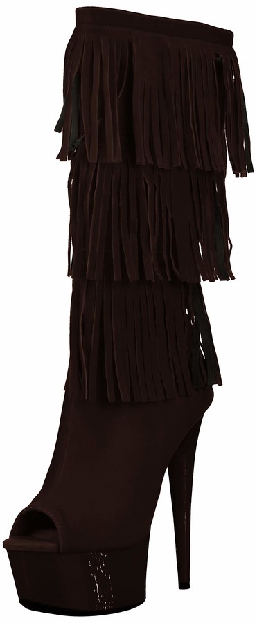 fringe open toe heels