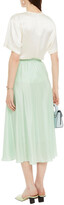 Thumbnail for your product : Vince Gathered silk crepe de chine midi skirt