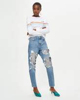 Thumbnail for your product : Topshop Chain Mail Mom Jeans