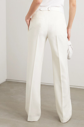 Victoria Beckham Grain De Poudre Wool Straight-leg Pants - Off-white