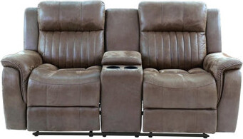 Contemporary Manual Motion Loveseat W Console 1Pc Couch Living Room Furniture Dark Coffee Breathable Leatherette
