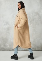 Thumbnail for your product : Missguided Sheepskin Longline Shacket Beige