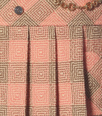 Gucci Pleated damier wool miniskirt
