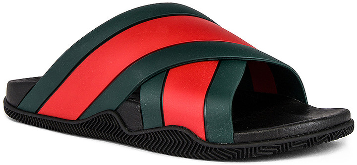 black red and green gucci slides