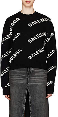 Balenciaga Women's Logo-Jacquard Sweater - Black
