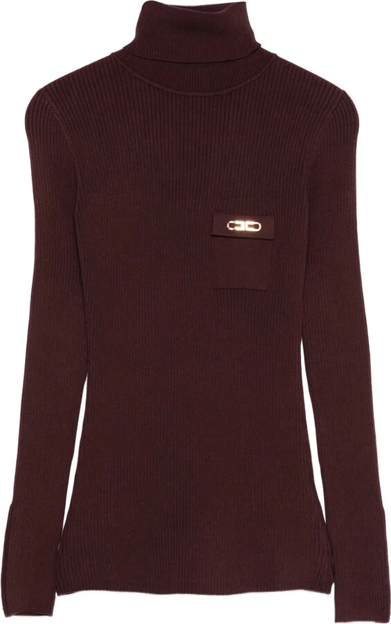 Elisabetta Franchi Ribbed Turtleneck Top