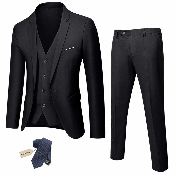 YND Men's Solid Party Slim Fit 3 Piece One Button Jacket Vest Pants Set ...