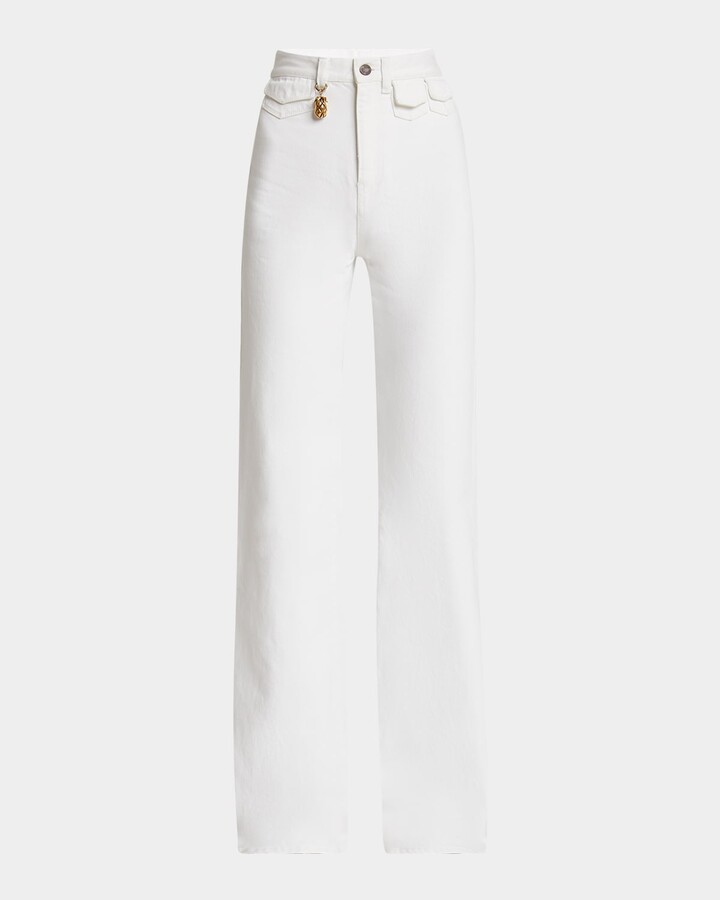Chloé High Rise Flared Jeans, White