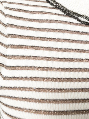 Sonia Rykiel ruffle striped short sleeve sweater
