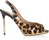 Thumbnail for your product : Valentino Studded leopard-print calf hair slingbacks