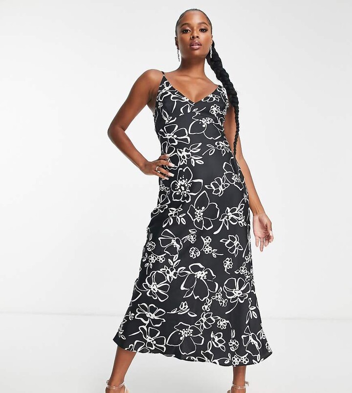 ASOS Petite ASOS DESIGN Petite high apex satin maxi slip dress in